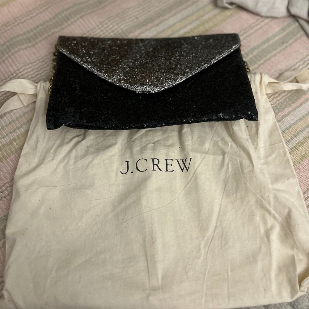 J.Crew black + silver sequin clutch